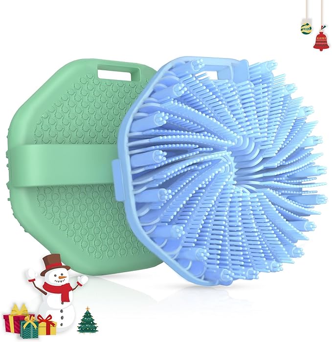 Silicone Body Scrubber 2 Counts, Exfoliating Body Wash Scrubbers Exfoliator, Shower Body Brush for Effective Showering Exfoliation and Gentle Massage (Green+Blue)