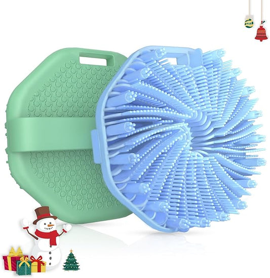 Silicone Body Scrubber 2 Counts, Exfoliating Body Wash Scrubbers Exfoliator, Shower Body Brush for Effective Showering Exfoliation and Gentle Massage (Green+Blue)