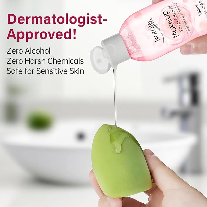 Norate Makeup Brush Cleaner, Make Up Brush Cleansers Solution, Makeup Cleaner for Makeup Brushes, Beauty Sponge, Powder Puff, Deep Clean Brush Shampoo, Gentle Formula Cruelty Free 4.4 FL.OZ