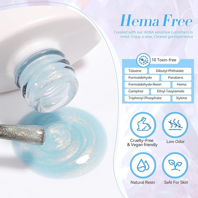 Born Pretty Jelly Gel Nail Polish Jelly Glitter Blue Gel Polish Shimmer Blue Natural Translucent Soak Off Gel Polish Nail Art DIY 15ML