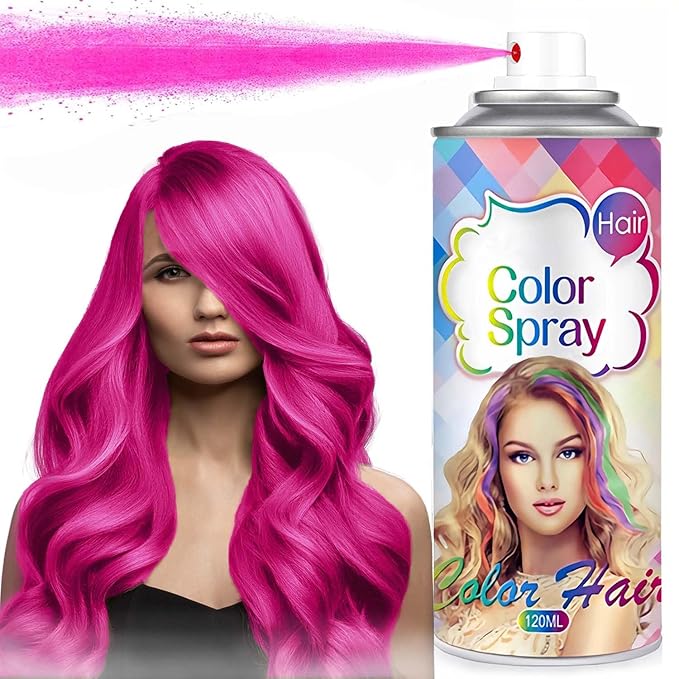 Temporary Hair Color Spray for Women and Kids, One-Time Use Hair Color Wax, Washable Disposable Natural Hair Spray Hair Strong Style for Party, Hollowen, Cosplay (Purple-Pink, 120ML)