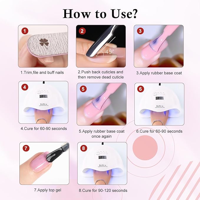 VENALISA Rubber Base Gel Nail Polish Set of 6 Colors Clear Jelly Nude Pink Rubber Base Coat Kit Transparent Soak Off UV Gel Salon Nail Art DIY at Home Manicure