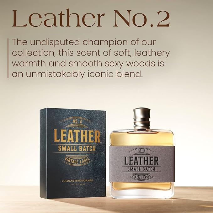 Tru Western Leather #2 Small Batch Men's Cologne, 3.4 fl oz (100 ml) - Confident, Sexy, Modern