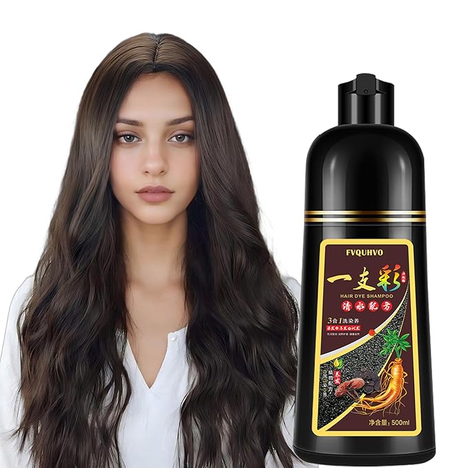 Brown Hair Dye Shampoo, Hair Color Shampoo for Women Men, Covers Grays in Minutes, Long Lasting Brown Hair Dye, Champu Para Canas, Easy to Use 16.90 Fl Oz