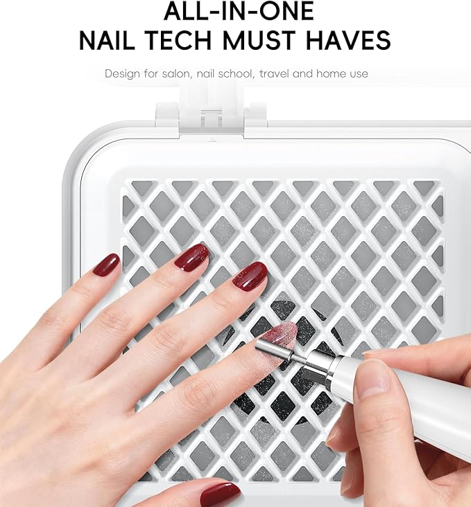 Portable Nail Dust Collector Deluxe Kit, Rechargeable Cordless Nail Quiet Vacuum Fan Cleaner with Mirror & Reusable Filters, Rich Nail Tech Tools, Compact Travel Size, Best Gifts for Women Teen Girls