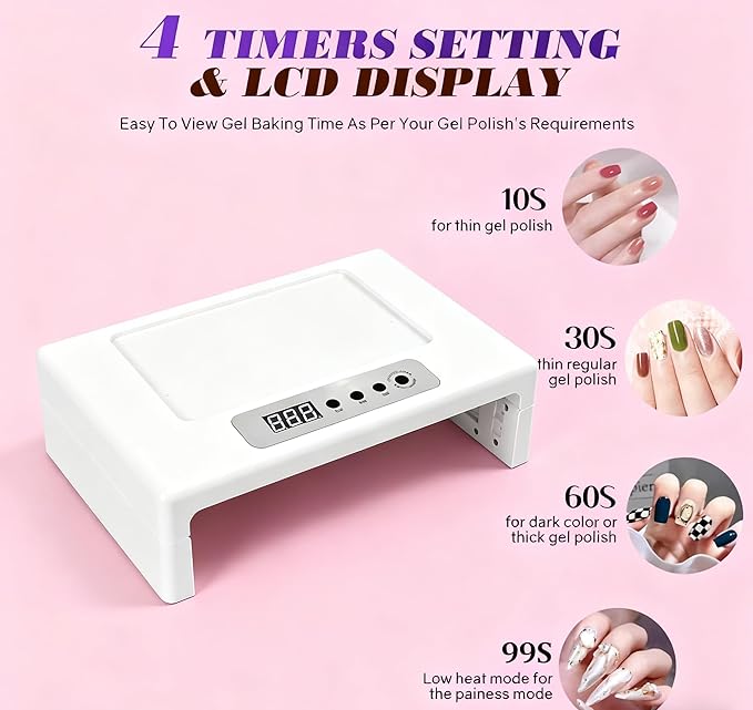 UV LED Nail Lamp, 48 W UV LED Nail Dryer Light for Gel Nails Polish Manicure Professional Salon Curing Lamp with 4 Timer Setting Sensor/108pcs UV/LED Beads