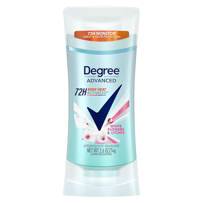 Degree Advanced Protection Antiperspirant Deodorant White Flowers & Lychee for 72-Hour Sweat & Odor Control for Women, with Body Heat Activated Technology, 2.6 oz