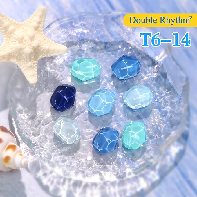 Double Rhythm 6 Pcs 15 ML Gel Polish Set Same Color Same Bottle Soak Off Gel Polish Kit Nail Art Manicure Salon DIY at Home for Women (Light Blue Dark Navy Teal-T6-14)