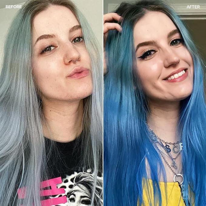 Overtone Daily Color Depositing Conditioner, Vibrant Blue, 8oz, Hydrating, Damage-Free Temporary Hair Color for All Hair Types with Shea Butter & Coconut Oil, Vegan & Cruelty-Free