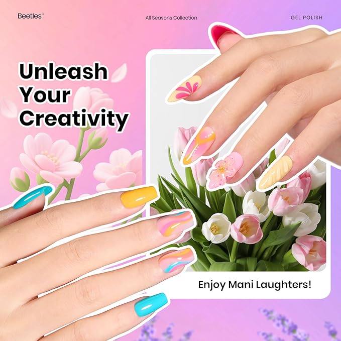 Beetles Gel Nail Polish Set - 36 Colors Nature's Tales Nail Colors Kit with Glossy & Glitter Top Coat, Soak Off UV LED Nail Gel Kit, Long Lasting Nail Art for DIY Home Salon Manicure Gift for Women