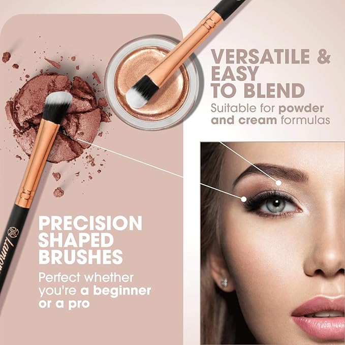 Eye Makeup Brushes Eyeshadow Brush Set - 7pcs Soft Synthetic Eyeshadow Blending Brush Kit - For Blending Eyeshadow, Eyeliner, Crease, Eyebrow - Long Lasting, Apply Better, Flawless Look Makeup