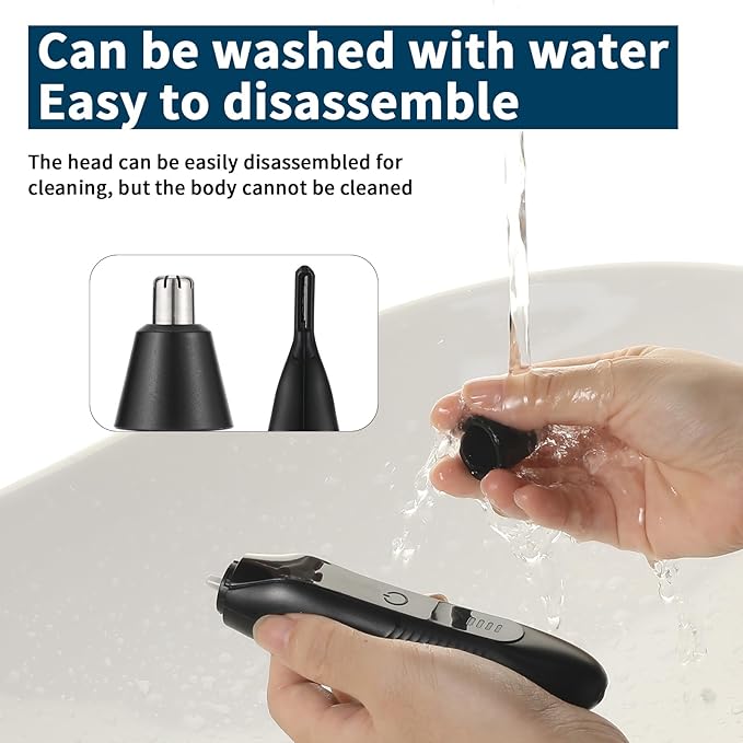 Ear and Nose Hair Trimmer for Men, 2025 Professional Painless USB Rechargeable Eyebrow & Facial Electric Hair Trimmer for Men Women, Powerful Motor, Dual Edge Blades, IPX7 Waterproof, Cool Gray