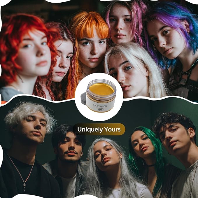Gold Temporary Hair Color Wax - SOVONCARE Washable Hair Dye for Men & Women, All-Day Hold Disposable Hair Styling Clays for Party, Cosplay & Daily 4.23 oz