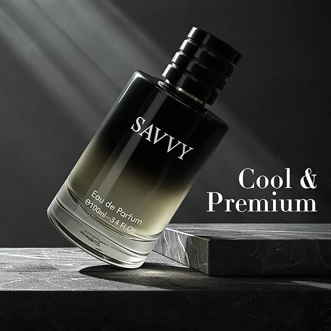 Savvy Long-Lasting Cologne for Men | Bergamot,Lavender,Nutmeg & Papua Vanilla Scent | Eau de Toilette 100ml Spray | Day to Night Fragrance