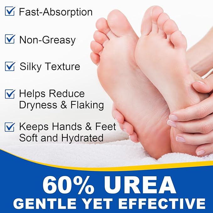 Urea Foot Cream, 60% Urea Cream for Maximum Strength Moisturizer Dry Foot, Fast Repairs Rough Skin, Nourish Cracking Heels, Callus Remover for Feet,1.41 Fl Oz