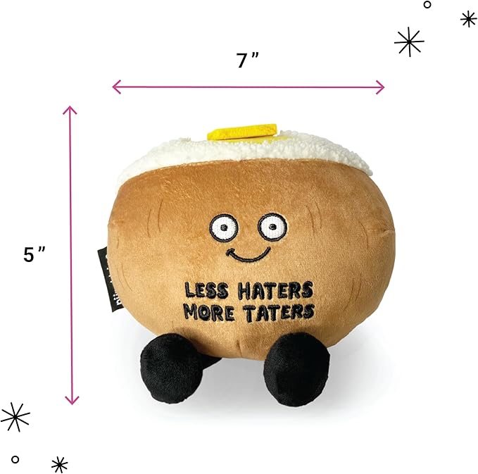 Punchkins Potato Plushie - Less Haters, More Taters Cute Potato Plush, Gift for Potato Lovers, Food Plush Toy for Gifting