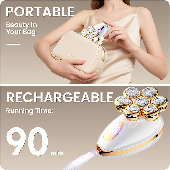 Electric Razors for Women, Rotary Shaver for Legs, Bikini, and Underarms Hair Removal, Wet & Dry Waterproof Grooming Kit, Cordless Lady Trimmer