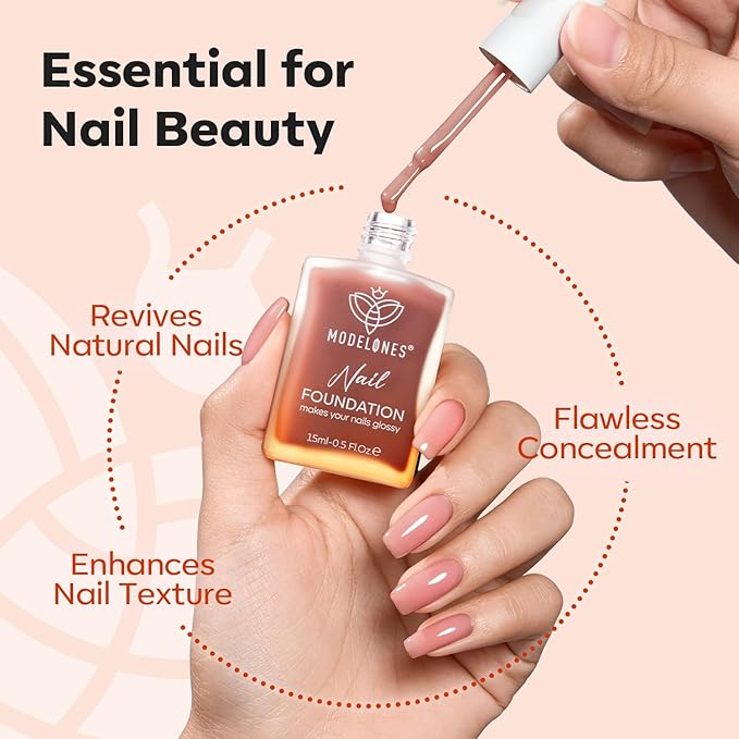 modelones Nail Strengthener and Growth Blushed Berry Nail Repair for Damaged Nails Strengthening Polish 15ml Natural Concealer Foundation Nail Care Gifts for Women