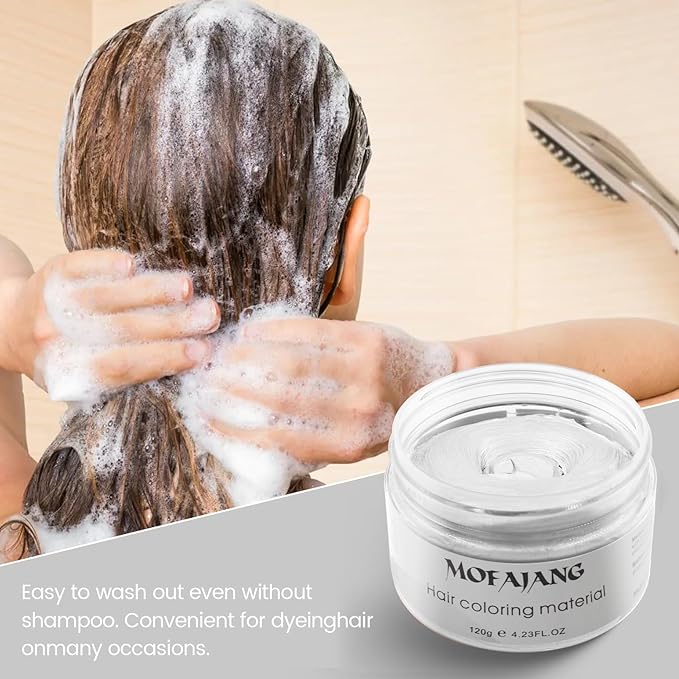 White Temporary Hair Color Wax - SOVONCARE Washable Hair Dye for Men & Women, All-Day Hold Disposable Hair Styling Clays for Party, Cosplay & Daily 4.23 oz