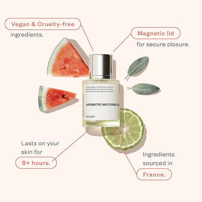 Dossier - Aromatic Watermelon 1.7 Fl oz (50ml) - Men Fragrance Inspired by RL's Polo Blue Fragrance - Vibrant Fresh Scent - Elegant Minimalist Design - Long-lasting Woody Base - Vegan and Paraben-Free
