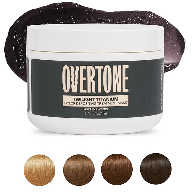 Overtone Semi Permanent Hair Color Conditioner, Extreme Silver is Twilight Titanium, 8 oz, Nourishing Damage-Free, Color Depositing Mask for All Hair with Shea Butter & Coconut Oil, Cruelty-Free
