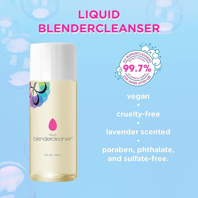 Beautyblender | Blendercleanser Tool Wash | Lavender Purifying Liquid Soap | Sponge, Brush, Makeup Tool Cleanser | Lavender-Scented, Vegan, Paraben & Sulfate-Free, 3 oz | Package May Vary