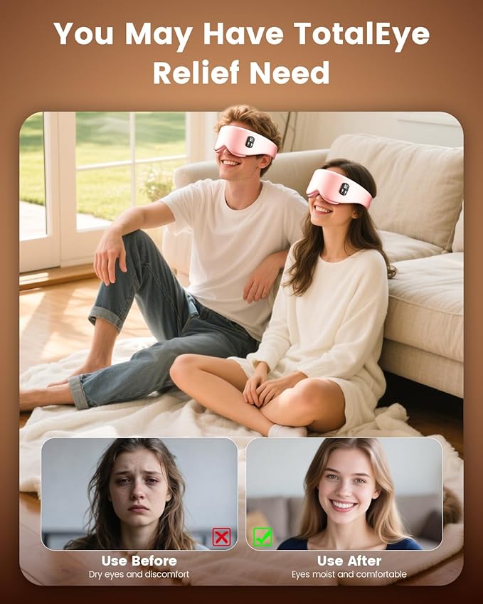 Heated Eye Mask - Cordless Eye Mask for Dry Eyes, Eye Relief, Improved Sleep, Timed Shutdown, 4 Temperature, Washable Eye Heating Pad for Travel, Christmas Gifts for Women Men - Pink