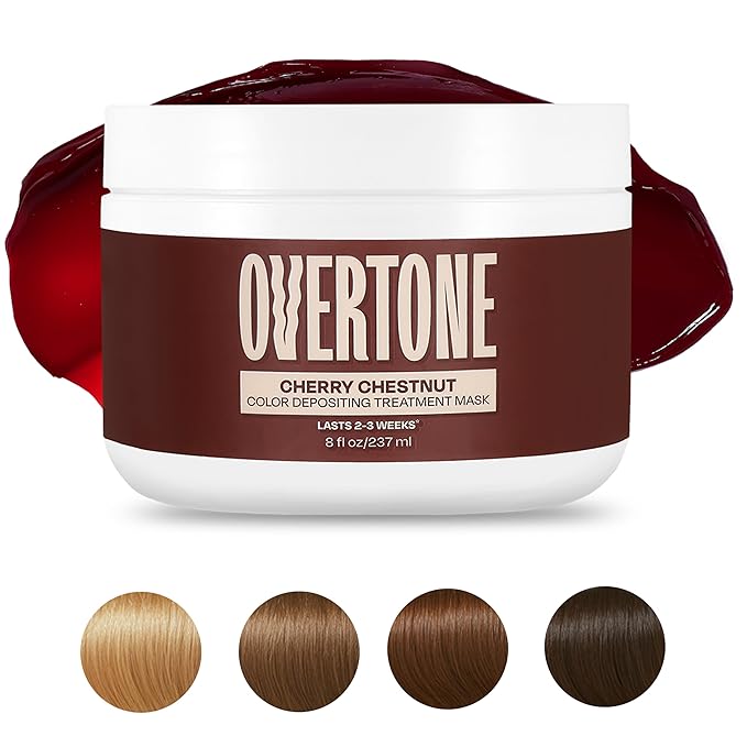 Overtone Semi Permanent Hair Color Conditioner, Cherry Chestnut, 8 oz, Nourishing, Damage-Free, Color Depositing Mask for All Hair Types with Shea Butter & Coconut Oil, Vegan & Cruelty-Free