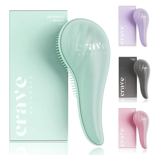 Crave Naturals Detangling Hair Brush Large Turquoise – Glide Thru Hair Detangler Brush for Women, Kids & Toddlers – Gentle Scalp Care, No-Pain Tangle-Free Hairbrush for All Hair Types