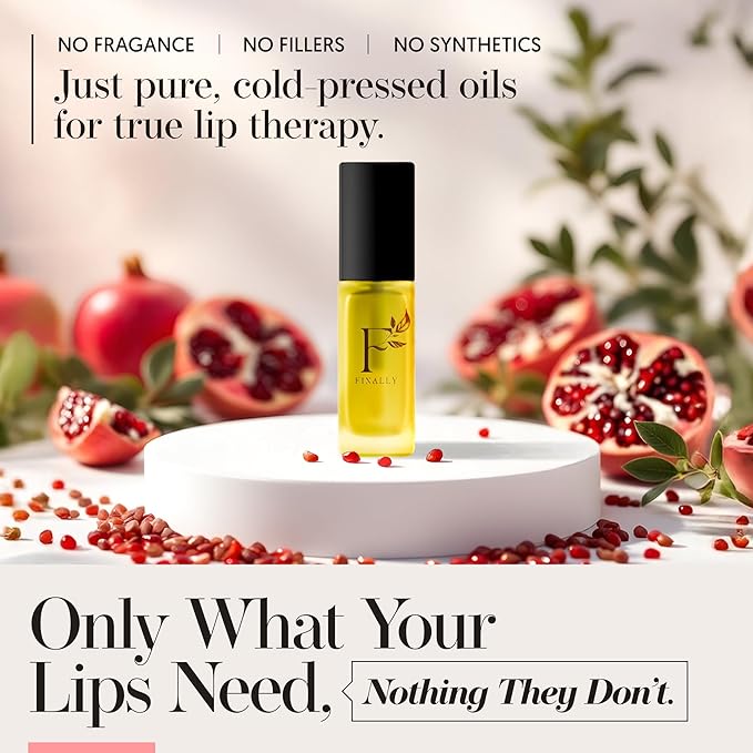 100% Natural Lip Treatment for Dry, Chapped Lips- Infused with Jojoba for Deeply Nourishing Lip Oil, Long-Lasting Hydration, Cold-Pressed Oils, Pregnancy Safe, Organic Lip Gloss by Finally