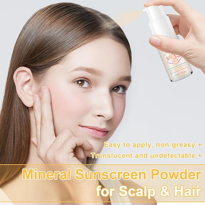 Mineral Sunscreen Powder, for Scalp & Hair, 0.71 Oz. SPF 35 PA++, Scalp Sunscreen Spray Powder with Broad Spectrum UV Protection, Lightweight, Easy to Apply, No-Greasy, Cruelty-Free (1PC)