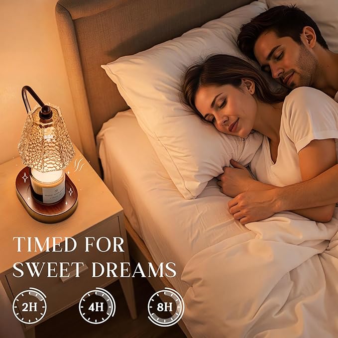 Candle Warmer Lamp with Timer Dimmable, Height Adjustable Wax Melt Warmer for Home Decor & New Home Bedroom, Vintage Candle Lamp for Scented Wax Jar Candles with 2 Bulbs,Birthday Gift for Women & Moms