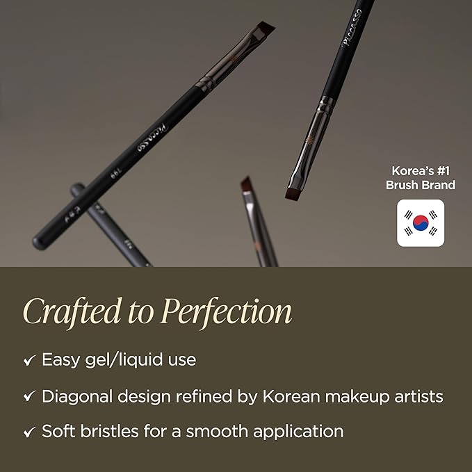 Piccasso 798 Flat Eyeliner Brush – Professional Thin Angled Brush for Gel and Liquid Eyeliner, Soft Bristles for Tightlining and Lash Line, Eye Makeup and Facial Brush from K-Beauty Brand