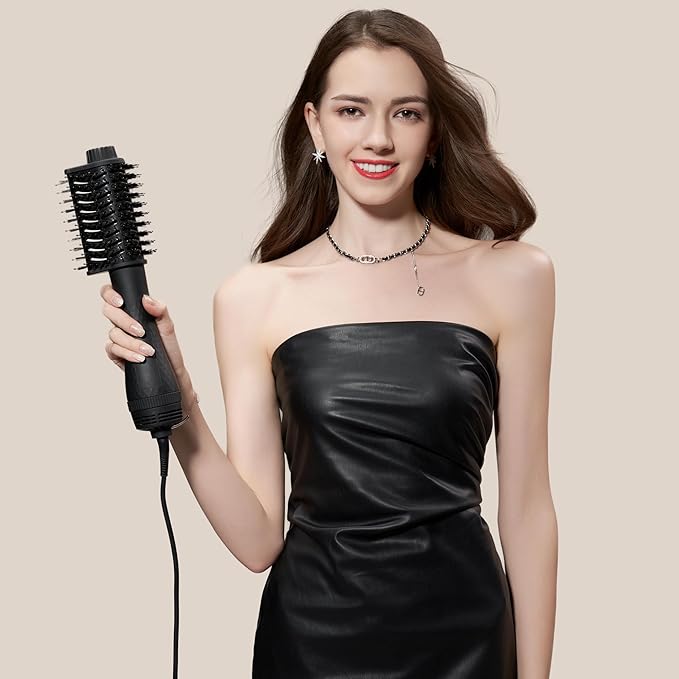 AINA Hot air Brush, Blow Dryer Brush | 60MM 2-in-1 Titanium Volumizer, 3 Heat Settings | 360° Vented Airflow 110V/ALCI Plug (65mm Triangle)