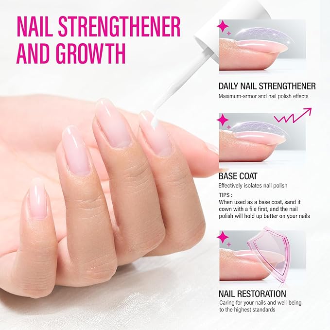 Nail Ridge Filler Hardener for Women: 15ml Milky White Nail Strengthener Protein Extra Strong and Growth - Polish Concealer for Thin and Damaged Nails
