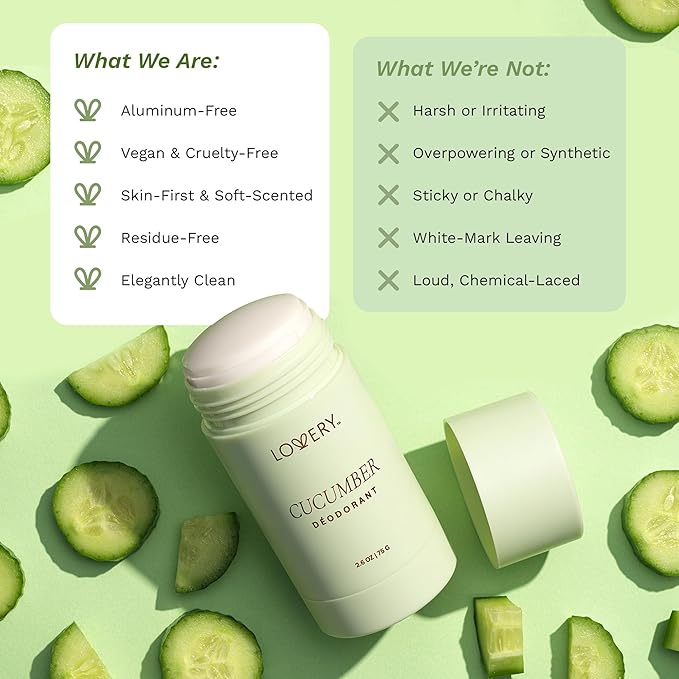 Clean Deodorant for Women Aluminum-Free 24-Hour Odor Protection – Refreshing Cucumber Scent with Organic Coconut Oil & Shea Butter, Baking Soda Free, Cruelty-Free, Gentle for Sensitive Skin, 2.65 oz