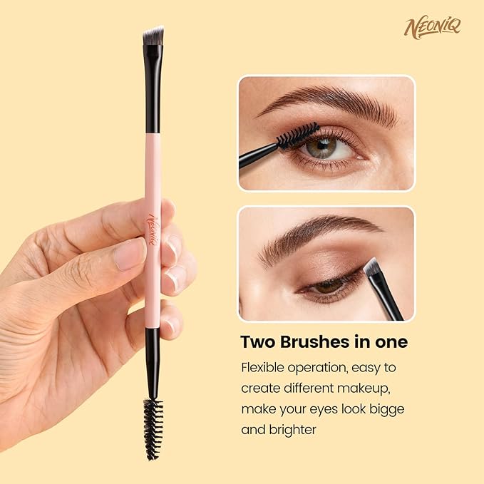 10 PCS Foundation Contour Conceal Brush Set With Bag, Makeup Brushes, Double-End Multi-functional Brushes for Foundation Powder Blush Eyeliner Eyeshadows, Professional Face Brush Set（Pink）