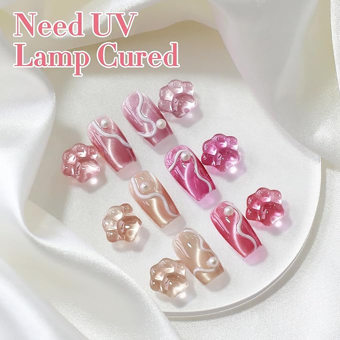 Double Rhythm Cat Eye Gel Nail Polish Set of 6 Same Color Same Bottle 0.5 Oz Shimmer Glitter with Magnet Holographic Reflective Magnetic UV Nail Polish Kit at Home (Nude Pink Rose-T6-30)