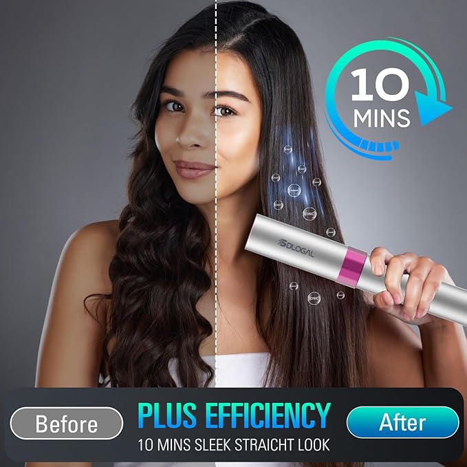 SDLOGAL Rechargeable Hair Straightener Brush, Hair Straightener Comb Straightening Brush for Women, with 5 Temps & Fast Heating, Easy and Fast Salon-Style, Built-in Double Ionic Generators