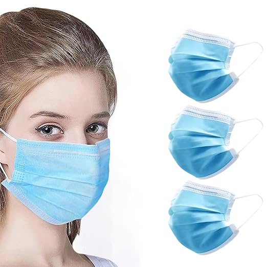 NNPCBT Blue Disposable Face Masks 125 Pack,3-Ply Breathable Mask For Adults,Great For Outdoors,Home, Office, School
