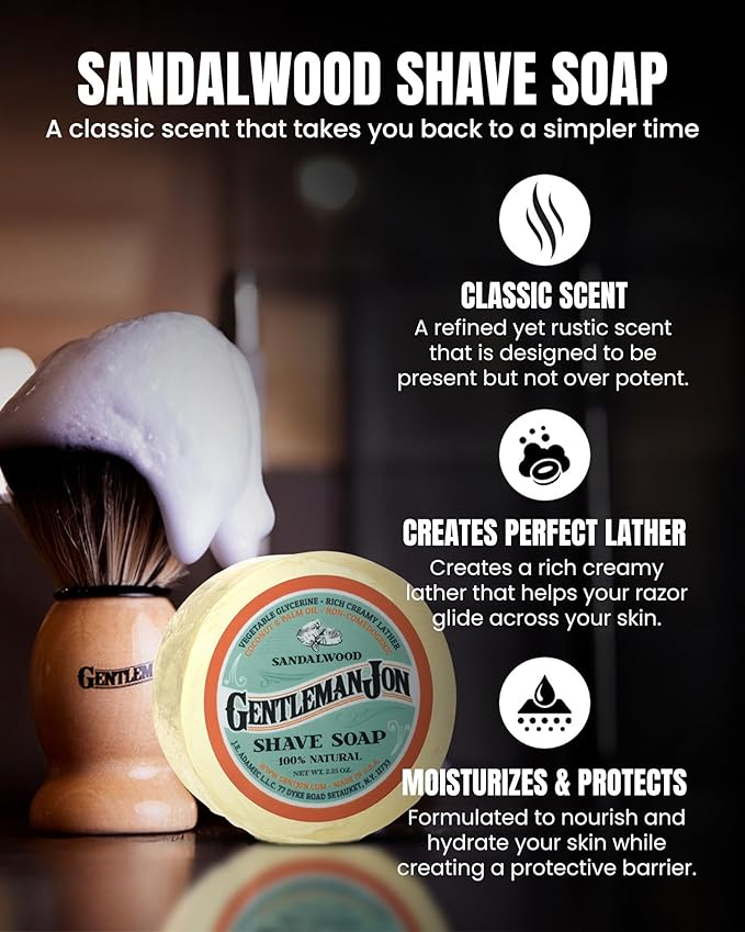 Gentleman Jon Complete Shaving Brush Kit – Old Fashion Shaving Kit for Men, Includes Shave Brush, Bowl, Soap & Stand, Vintage Wet Shave Mug, Barber-Style 4-Piece Gift Set, Men's Barber Accessories