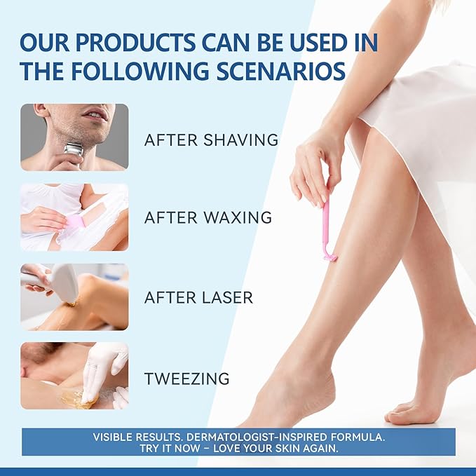 Morovan Razor Bumps Treatment: Ingrown Hair Solution for Bikini Area, Beard & Body, Post Wax After Shaving Soothing Serum for Women & Men - 3.38fl.oz