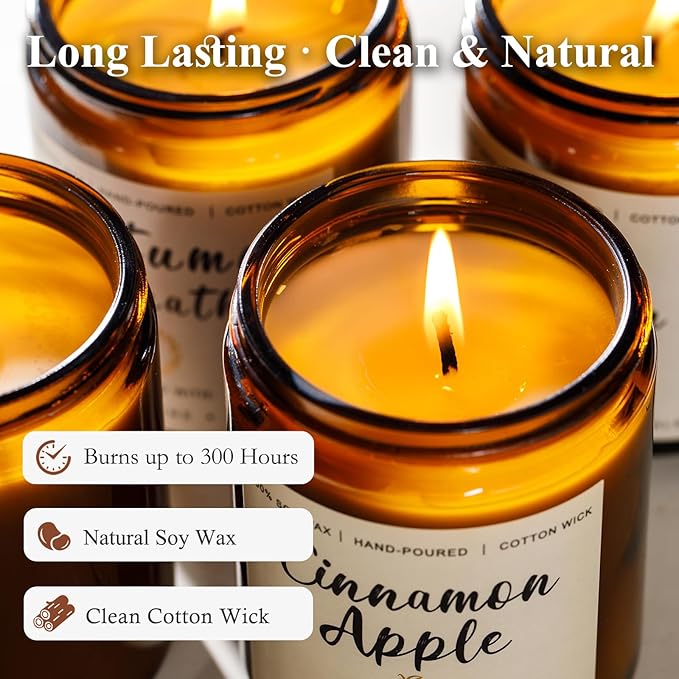 Holiday Candle Gift Set for Women – 6 Pack 7oz Winter Scented Soy Candles, Long Lasting Aromatherapy Christmas Gifts for Her, Perfect for Home Décor, Vanilla, Cinnamon & Cedar Scents