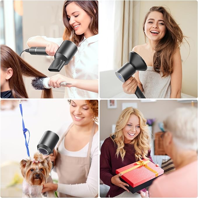 Hair Dryer - 110,000 RPM Professional Hair Dryer with Diffuser, Ionic Blow Dryer, 8 Wind Modes, Magnetic Nozzles, Fast Drying for All Hair Types - Ideal Christmas Gift for Women