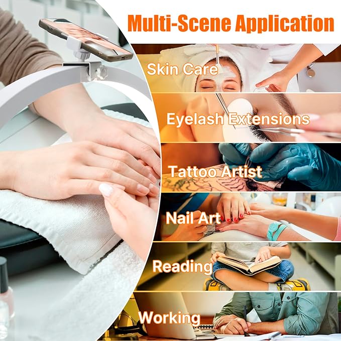 iMeshbean 29in Large Foldable Half Moon Light for Nail Desk with Phone Stand, 7 Color Temperature (3200K-5600K) & 10 Adjustable Brightness, 40W Nail Desk Lamp, Salon, Eyelash, Makeup, Tattoo