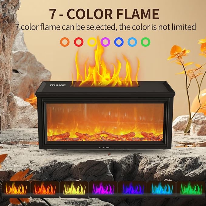 Fireplace Flame Air Aromatherapy Diffuser,7 Colors Aromatherapy Essential Oil Diffuser,280ml Ultrasonic Aroma Humidifier with Timer for Home,Bedroom,Office,Yoga (HY-05W)