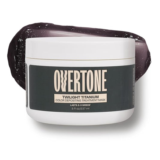 Overtone Semi Permanent Hair Color Conditioner, Extreme Silver is Twilight Titanium, 8 oz, Nourishing Damage-Free, Color Depositing Mask for All Hair with Shea Butter & Coconut Oil, Cruelty-Free