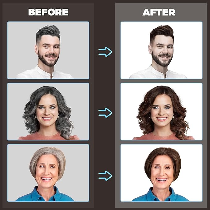 Dark Brown Hair Dye Shampoo 3 IN 1, Hair Color Shampoo for Gray Hair Coverage for Women Men, Herbal Formula with Ammonia-free Ingredients, Lasts up to 30 Days (16.9 Fl Oz)