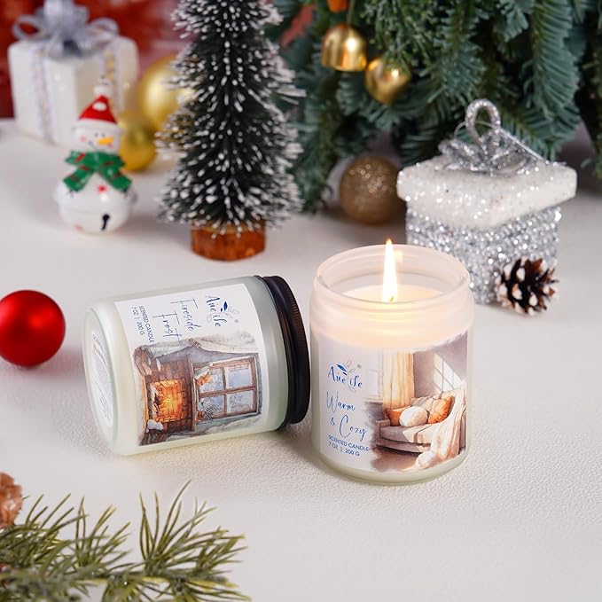 Winter Candle Set | 6 Pack Christmas Scented Candles for Home - Holiday Soy Candle Gift Set for Women Men, Home Decor, Aromatherapy Candles Scents of Hello Winter/Forest/Cider/Warm/Fireside/Bonfire