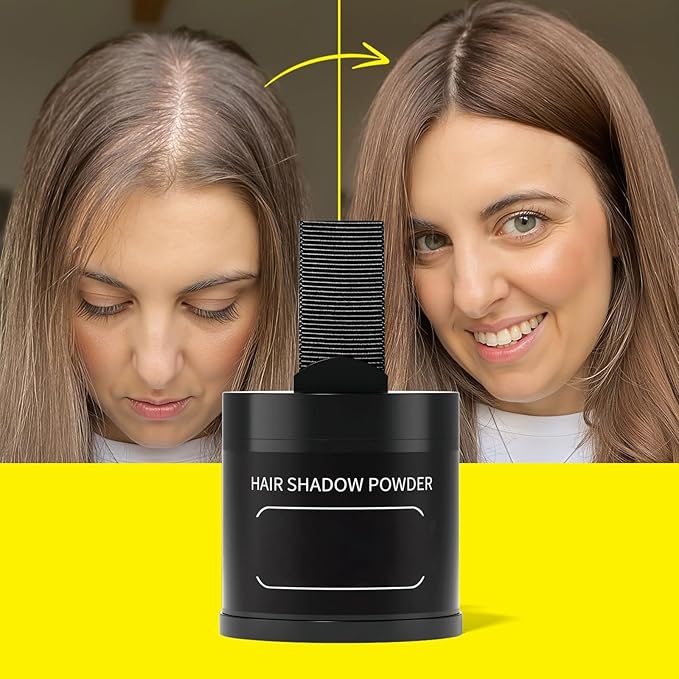 Gowwim Root Touch up Powder, Instantly Gray Hair Cover up Hairline Powder for Women & Men Waterproof and Sweatproof Root Cover Up Long-Lasting for Thinning & Loss Hair (Brown, 10g)